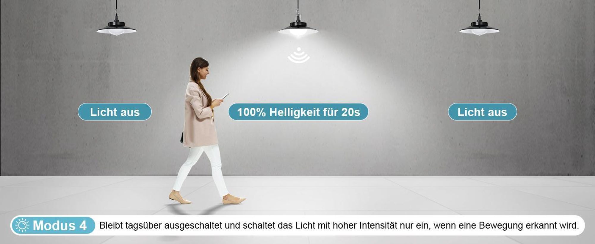 Außen Solarlampe 5 Beleuchtungsmodi mit Bewegungssensor und Fernbedienung Wasserdicht Solar Pendelleuchte Solarleuchte, Weiß, 3 Lampe