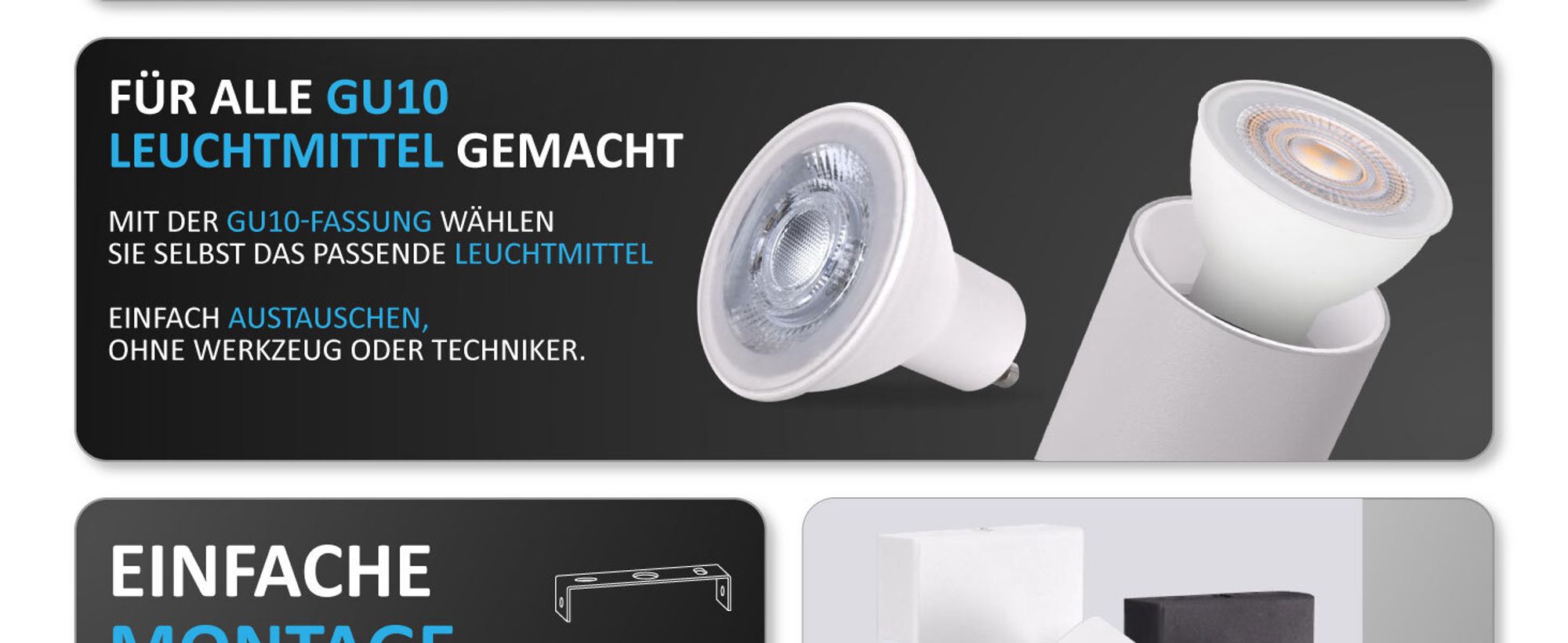GU10 Deckenleuchte ProSpot 866-3-WH – 3-flammig, Aluminium, weiß, IP20, 230V