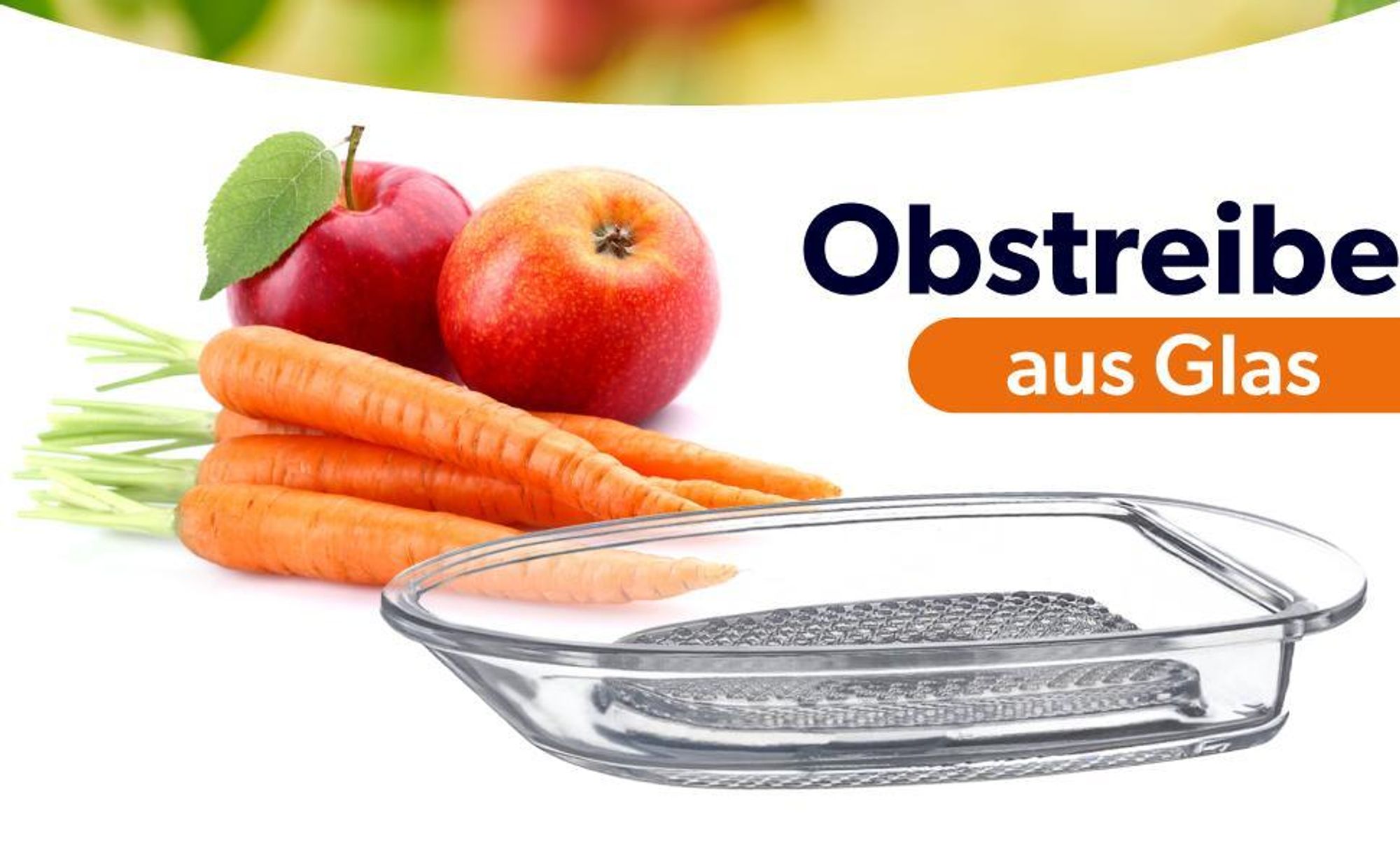 KADAX Obstreibe aus Glas ”Livorno”, ovale reibe für nahrung, Apfelraspel, Glasreibe, 22 cm, Tranpare