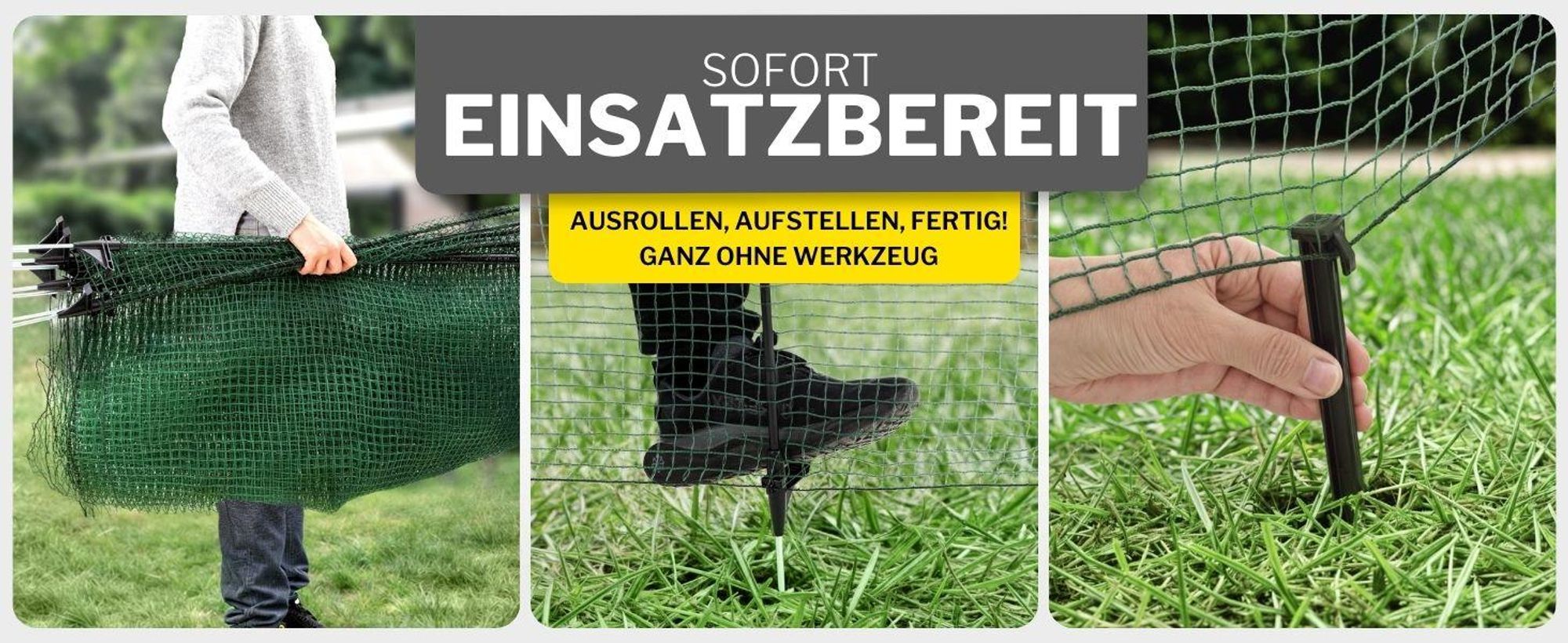 horizont Begrenzungszaun FIX 15 m x 65 cm – mobiler Zaun für Welpen, kleine Hunde und Kleintiere
