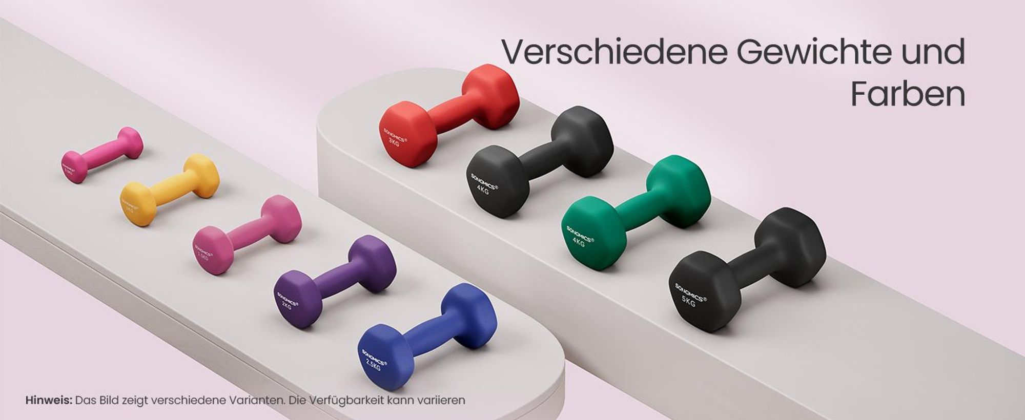 SONGMICS Kurzhantel Set, Hexagon, mit Hantelständer, mattes Finish, Neopren-Beschichtung, Krafttraining