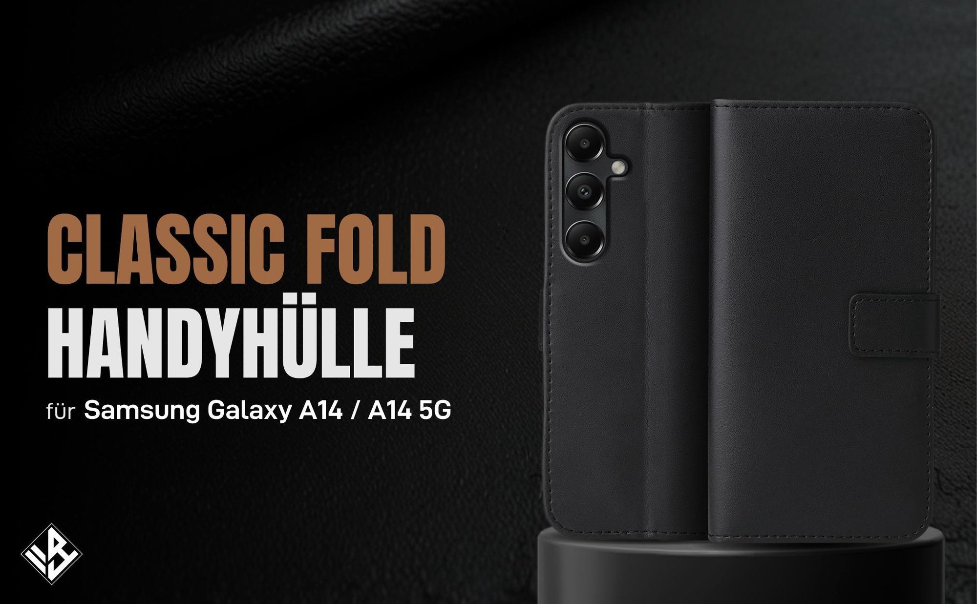 Schwarze Klapphülle für Samsung Galaxy A14 / A14 5G mit Wallet-Funktion