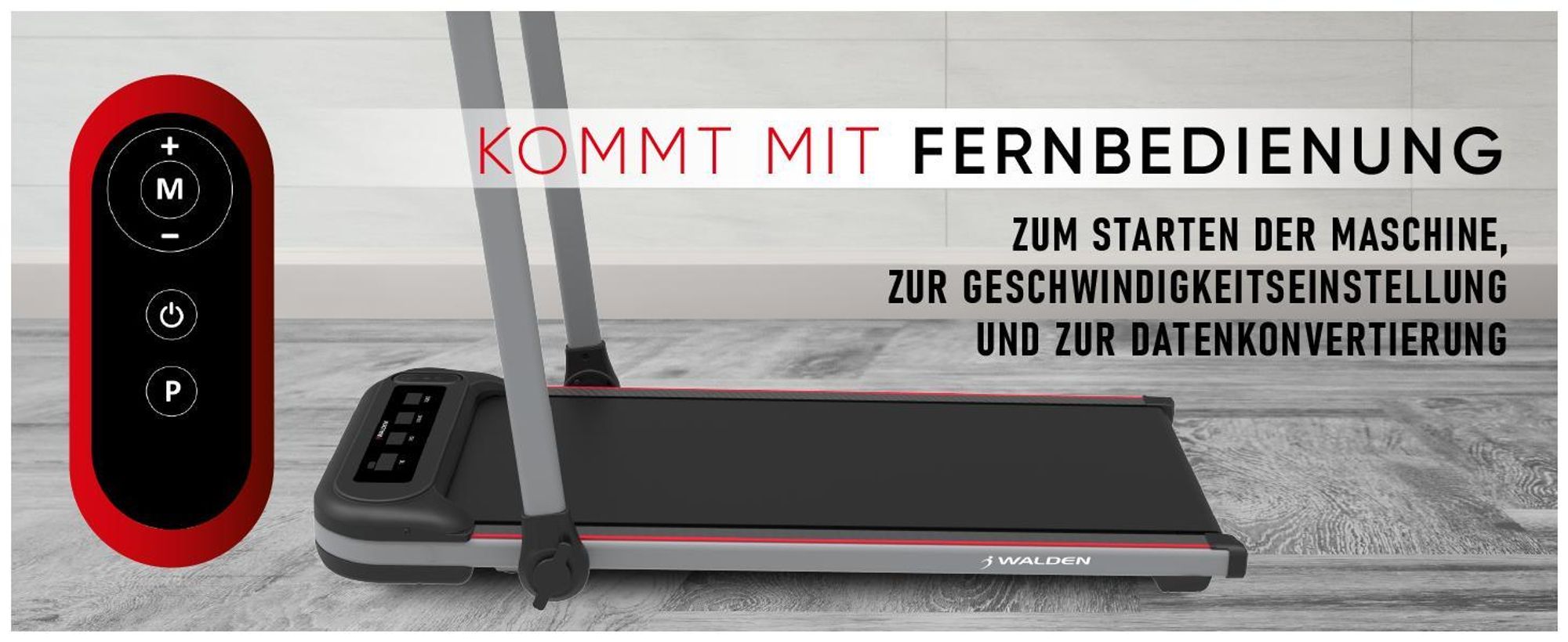 Walden F2600 Laufband 2 in 1 Walking Pad klappbar bis 10 kmh Untertisch Elektrisch Gehgerät Home Office Leise Fernbedienung LCD Display Belastbar 110k