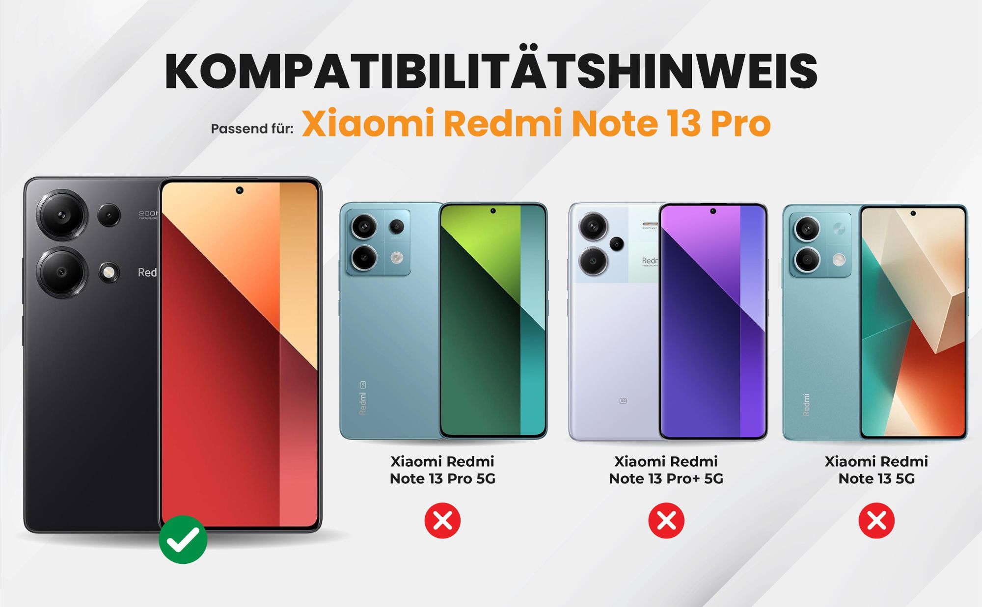 Kompatibilitätshinweise Hülle für Xiaomi Redmi Note 13 Pro