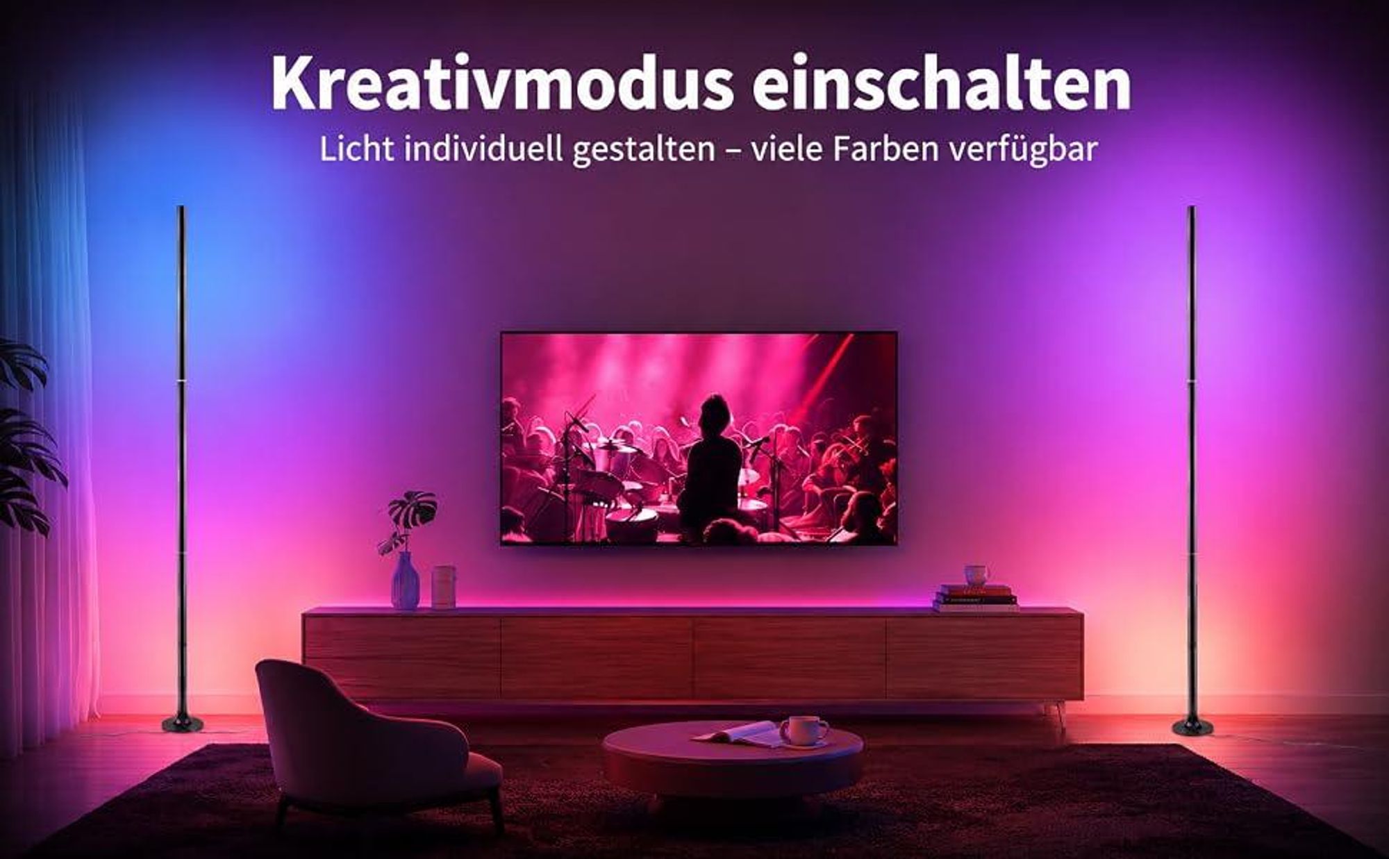 LED Stehlampe Wohnzimmer, WiFi Stehlampe Dimmbar, RGB Standleuchte mit Fernbedienung und APP, Lampe LED Ecklampe mit 30 Millionen Farben, Musik Sync