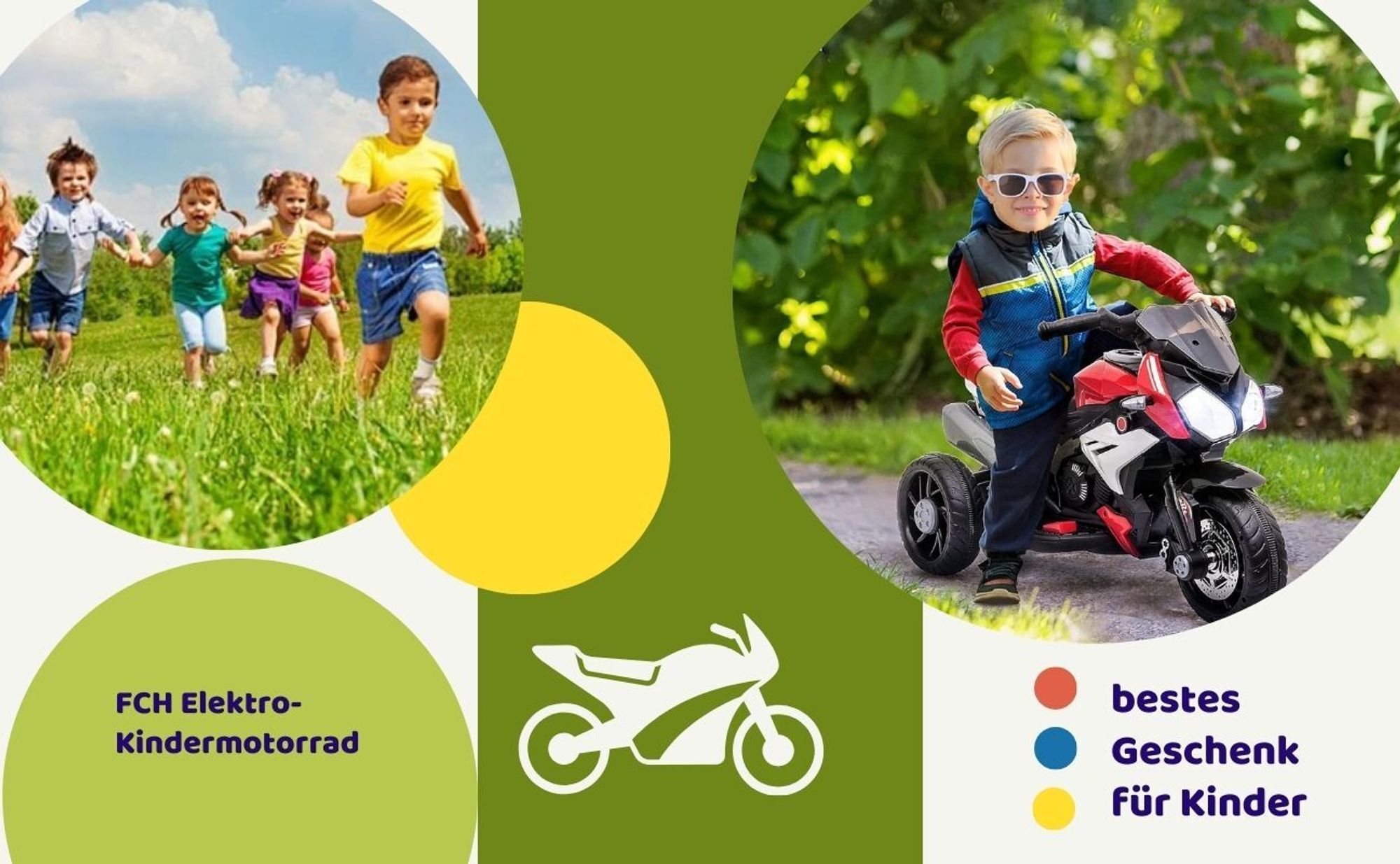 FCH 6V 7Ah Elektro Kindermotorrad Kinderfahrzeug Elektro-Dreirad 88 x 42 x 53cm Rot