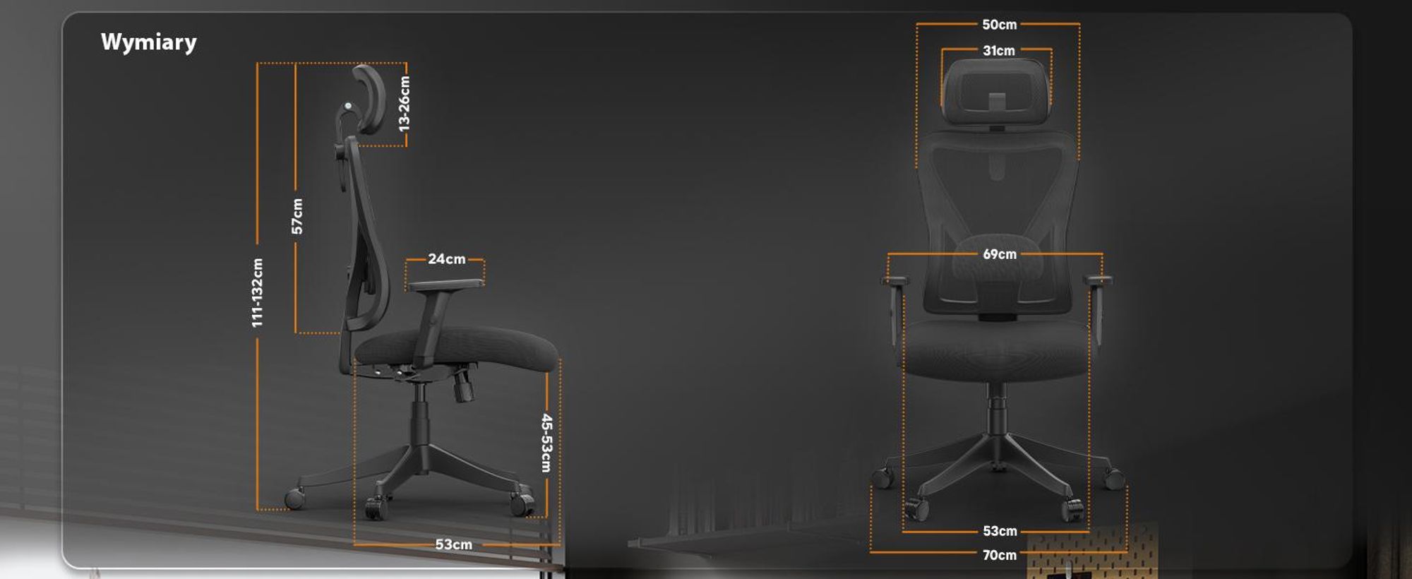SENSE7 Tone Ergonomiczne krzesło biurowe Krzesło do biurka Krzesło obrotowe z regulacją wysokości, zagłówkiem i podłokietnikami, nośność do 130 kg, siatka, kolor czarny