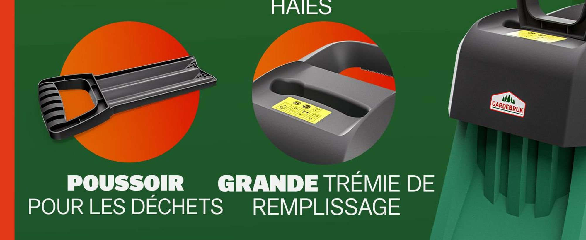 GARDEBRUK Broyeur de végétaux électrique 2.400 W