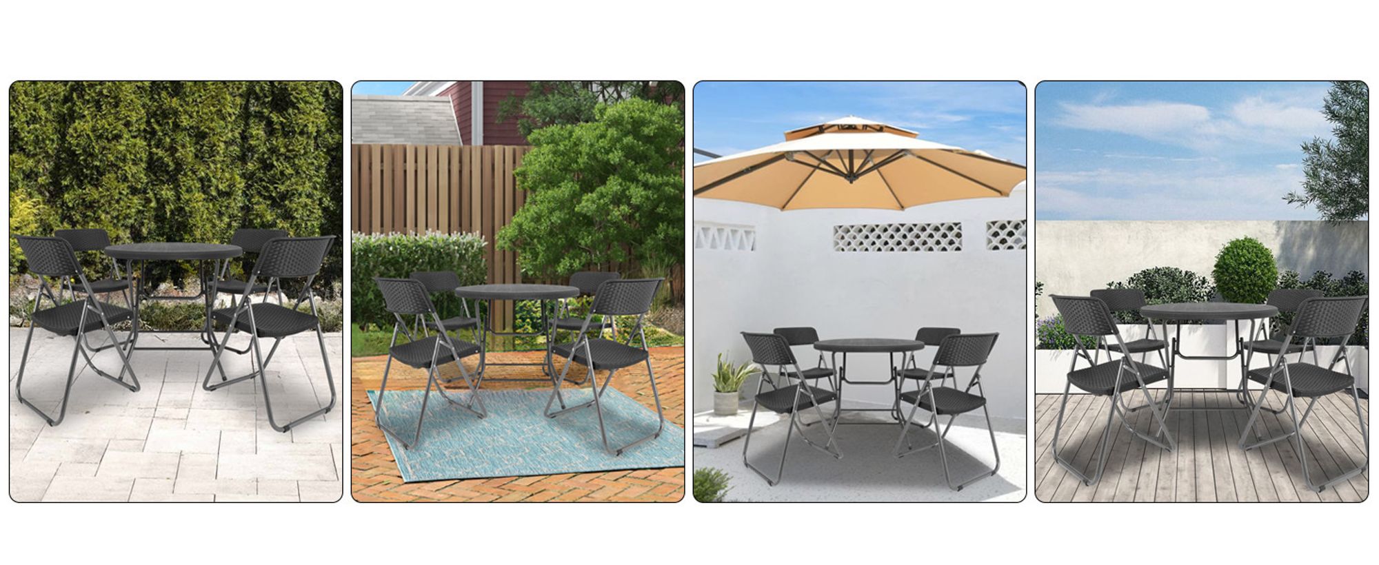 Sekey Balkonmöbel Set 5 Teilig Klappbar Gartentisch Set Balkonset Kleiner Balkon, 81cm