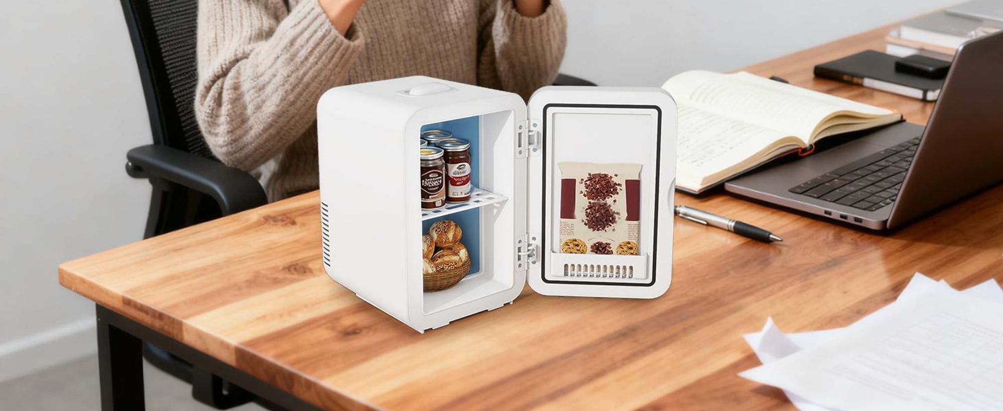 Puluomis Mini Kühlschrank 8L mit LED Spiegel tragbar für Kosmetik, Kühlbox Warmbox weiß