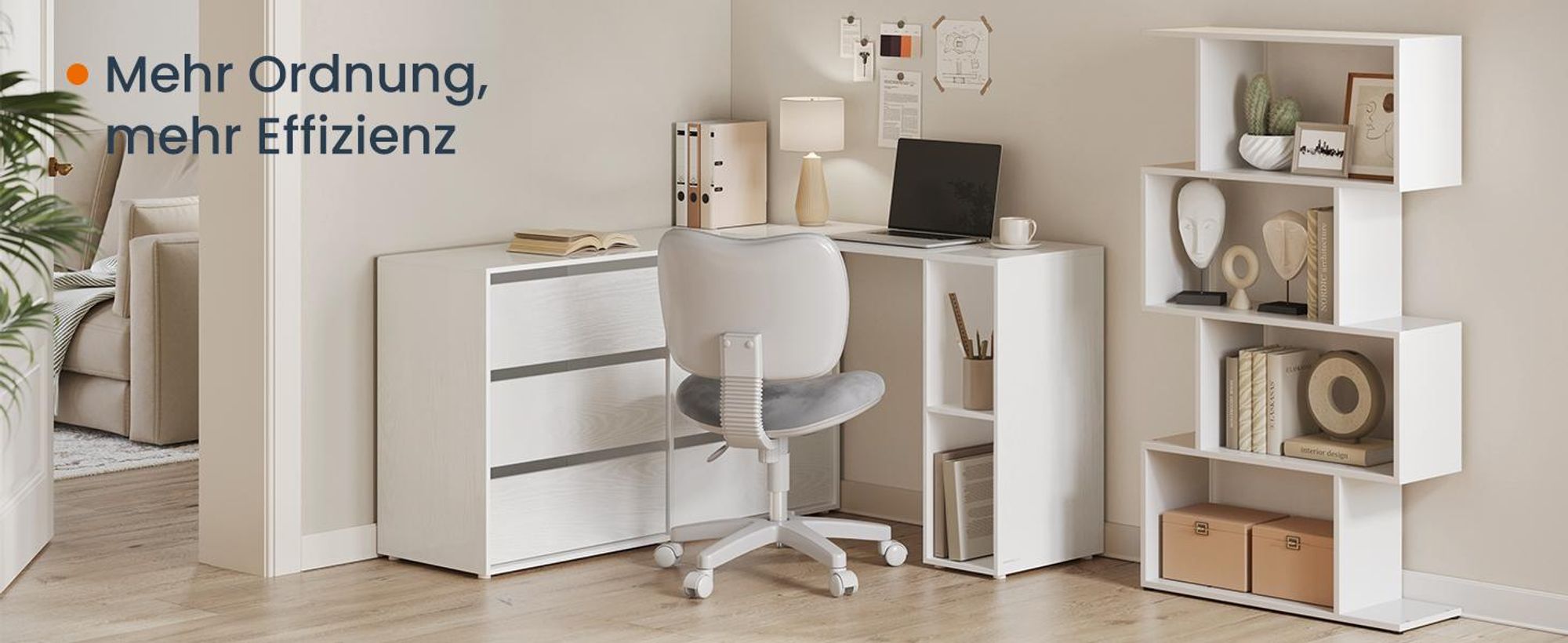 SONGMICS HOME Kommode, Schrank, Schminktisch mit Regal, Toolless-Technologie