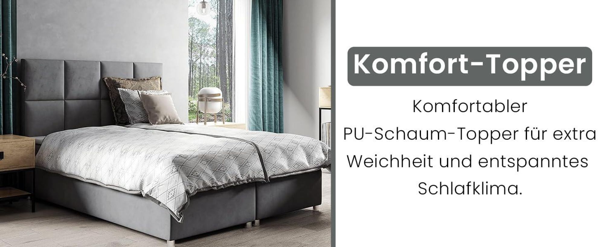Best for Home Boxspringbett mit Bettkasten Trinity K-2 Bonellfederkern inkl. Topper, mit Lieferung, Aufbau & Entsorgung 180x200-Graphit