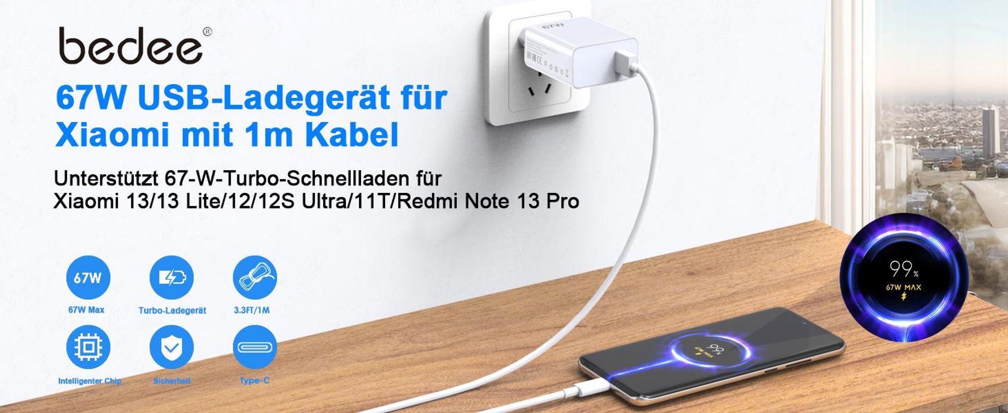 USB C Ladegerät für Xiaomi, 67W Hyper Charge Ladegerät, 2 Port 45W Netzteile Ladekabel für Xiaomi 15T 14Pro 14T 14 Ultra Redmi Note 14s 13 Pro 11 11s