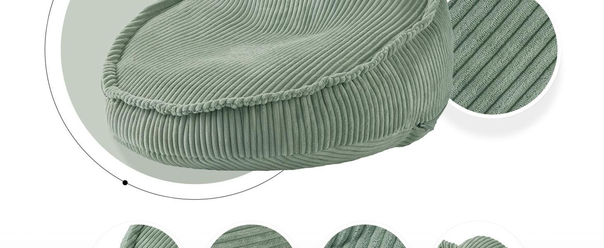 MISIOO Beanbag Kids - Umývateľný - Prémiová kvalita - Pevná a mäkká konštrukcia - Materiál zo šnúry - 68x45 cm - Ideálny do detskej izby - Olivová farba