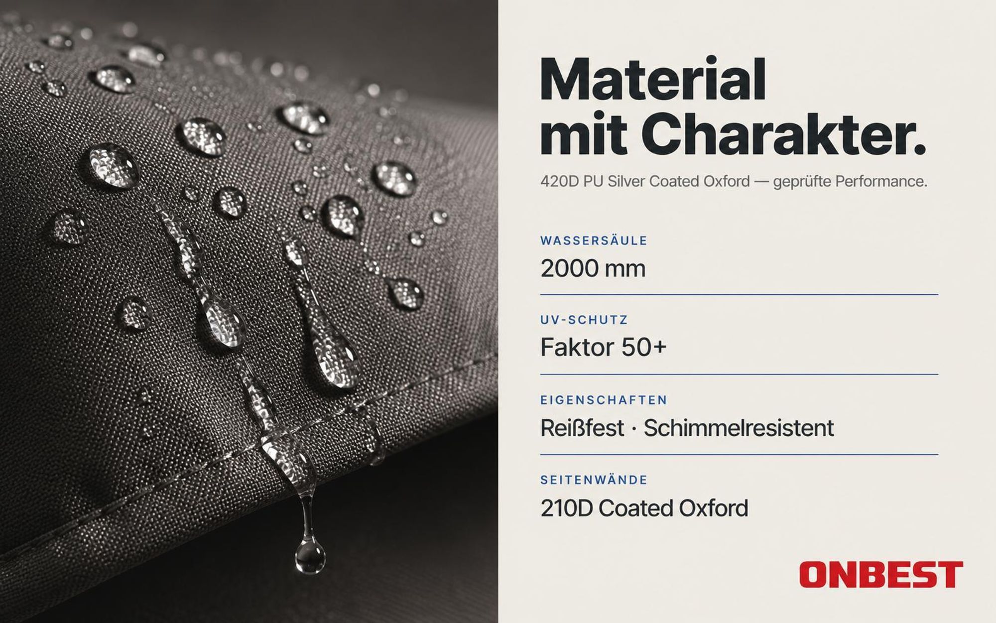 ONBEST Pavillon 3x3 | Wasserdicht | faltbar | Grau | mit Sandsäcke | Heringe | Seile | UV50+| Premium