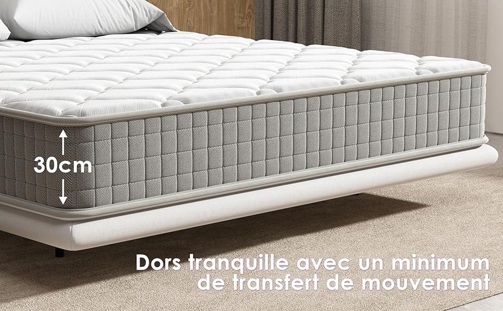 DEWINNER Matelas Mémoire 140x200 Épaisseur 30CM - Matelas à Mémoire en Mousse - 7 Zones - Fermeté Moyenne - Soulagement des Points de Pression