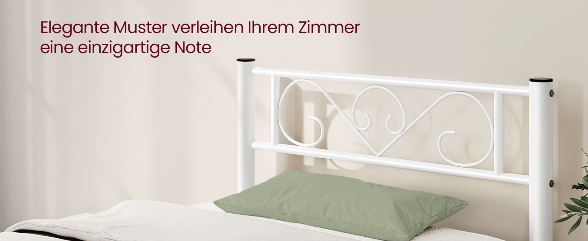 VASAGLE Bettgestell 90 x 200 cm, mit Kopfteil, hochtragfähig, mehrere Größen verfügbar, Metallbett, Bettrahmen
