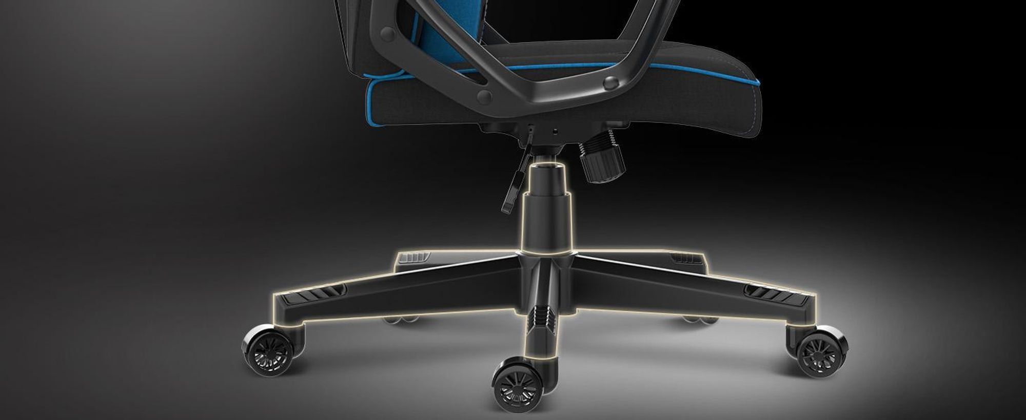 SENSE7 Knight Herní židle z látky Černá-modrá - Ergonomická kancelářská židle Kancelářská židle PC Počítačová židle Herní židle 120 kg