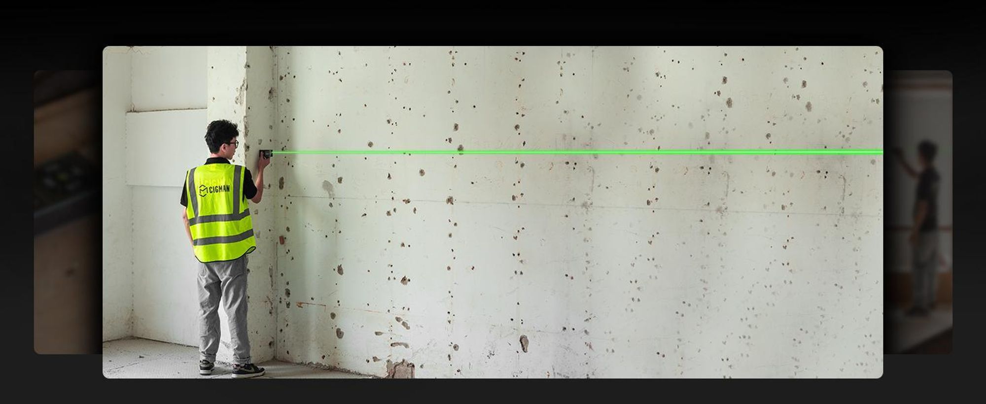 Laser Entfernungsmesser Bilaterales Grün, CIGMAN 120m/390Ft Multifunktionales Lasermessgerät mit LCD-Display, Magnetische Anziehungsfunktion,Winkelsen
