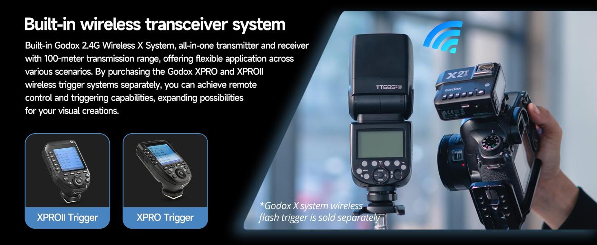 Godox Thinklite TT685IIS TTL On-Camera Speedlight 2.4G Wirelss X System Flash GN60 High Speed 1/8000s Replacement for Sony A77II A7RII A7R A58