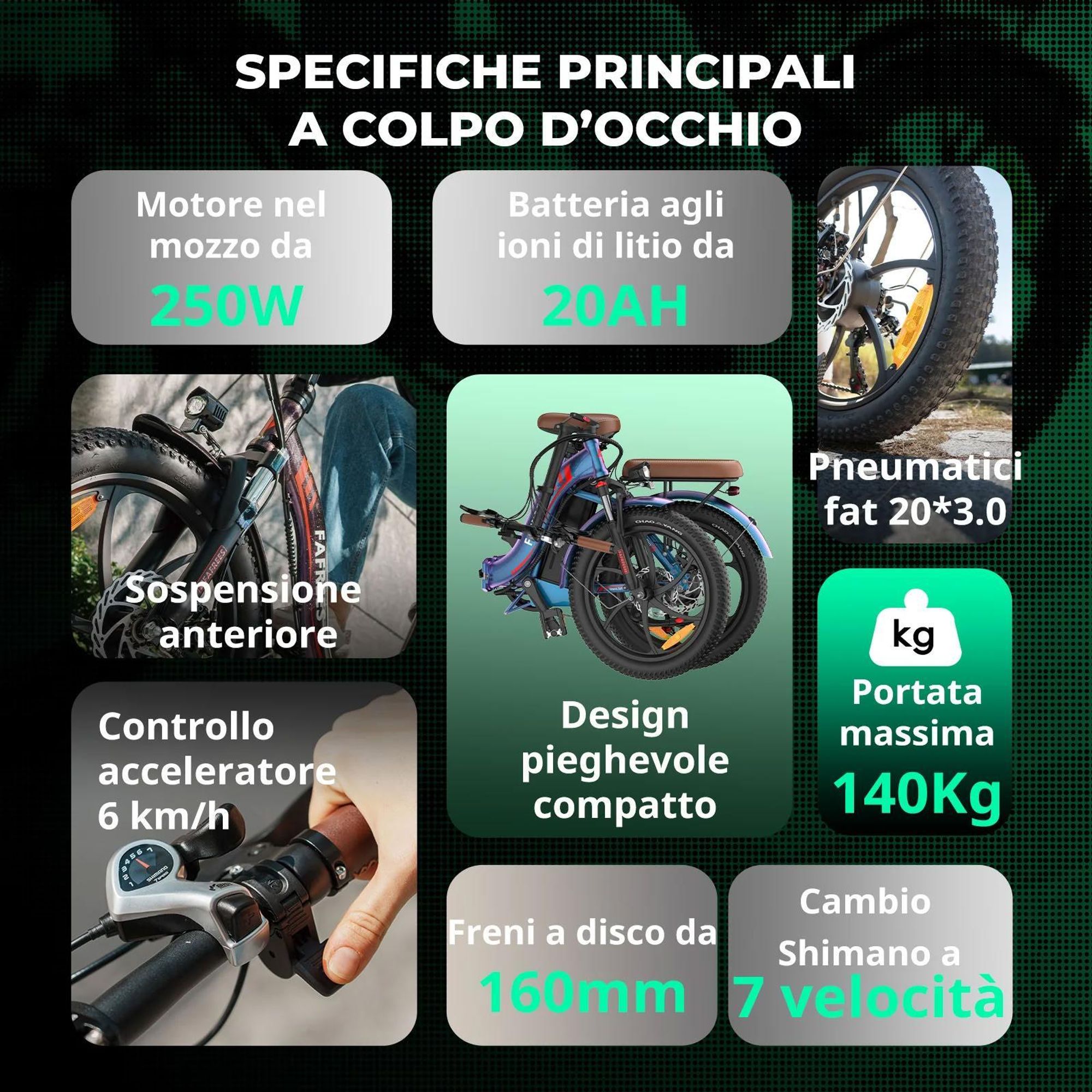 Bicicletta Elettrica FAFREES F20 Pro - Motore 250W Batteria 36V20Ah Pneumatici Da 20" Freni A Disco Meccanici - Rosa Viola