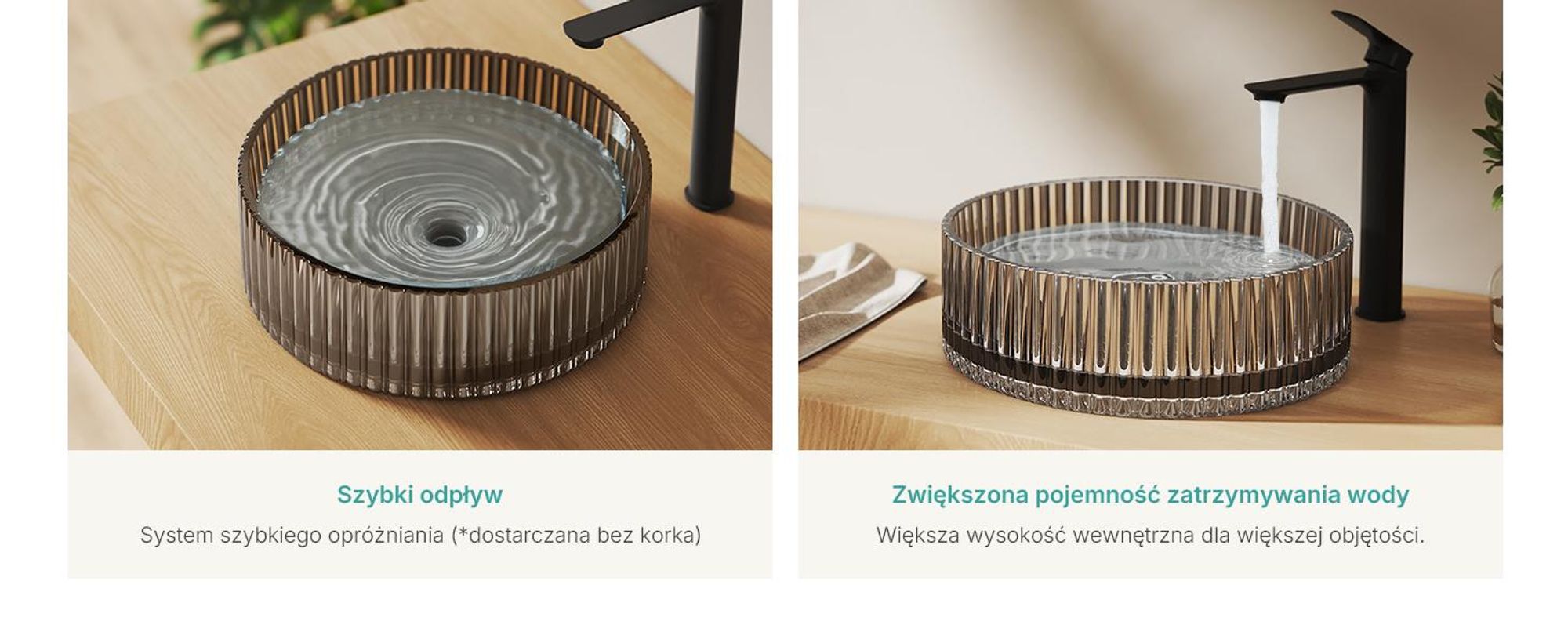 Umywalka nablatowa EMKE okrągła 400x400x120mm z hartowanego szkła kryształowego matowa czarna galwanizowana, bez otworu na baterię i przelewu, nowoczesny design