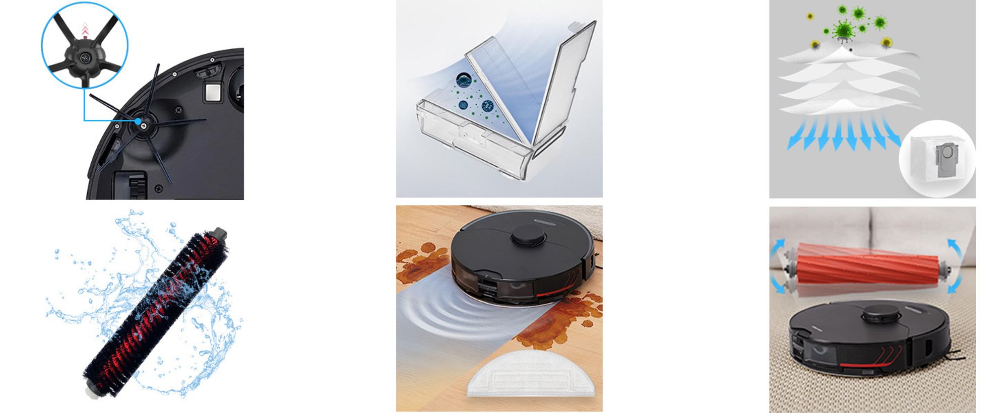 Zubehör-Set für Roborock S7 Pro Ultra/Roborock S7 MaxV Ultra, 1 Walzenbürste, 1 selbstreinigende Bürste, 2 Hepa-Filter, 4 Seitenbürste, 4 Wischtücher, 4 Staubbeutel
