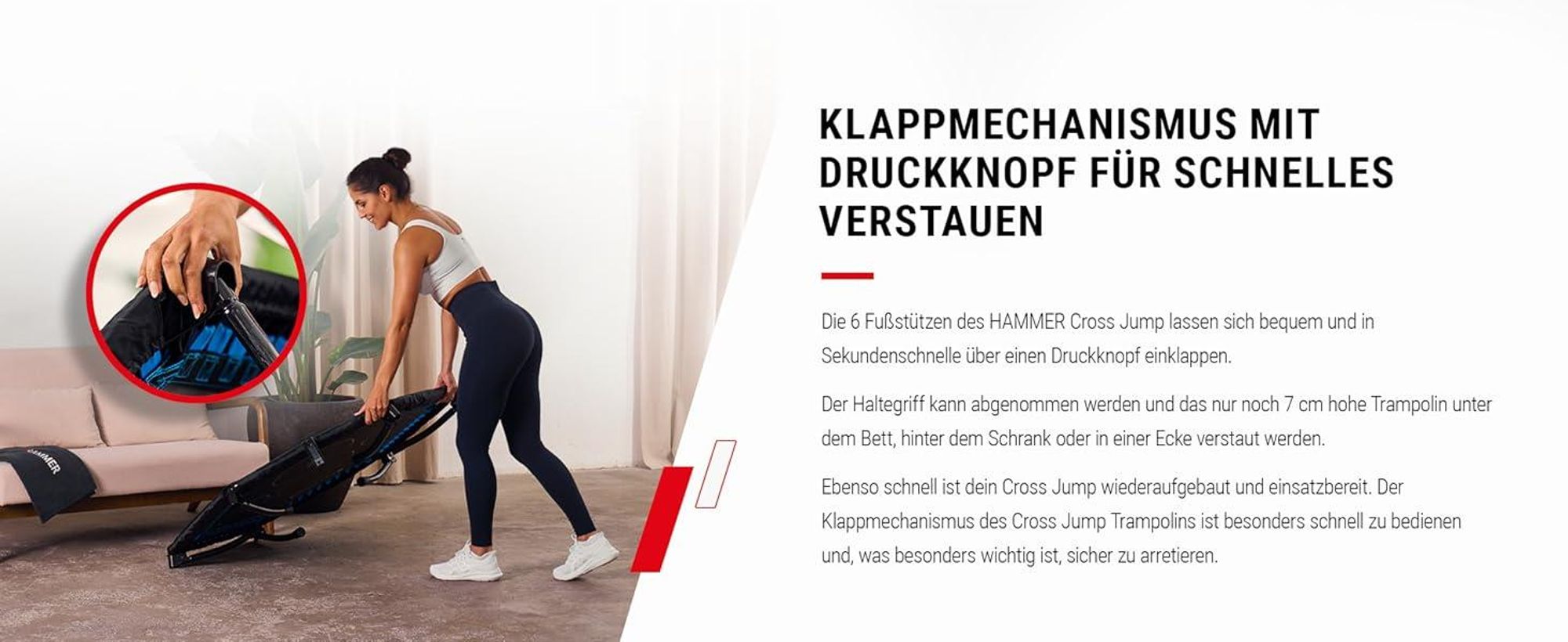 HAMMER Fitness-Trampolin Cross Jump, 98 cm Sprungfläche, bis 130 kg Gewicht