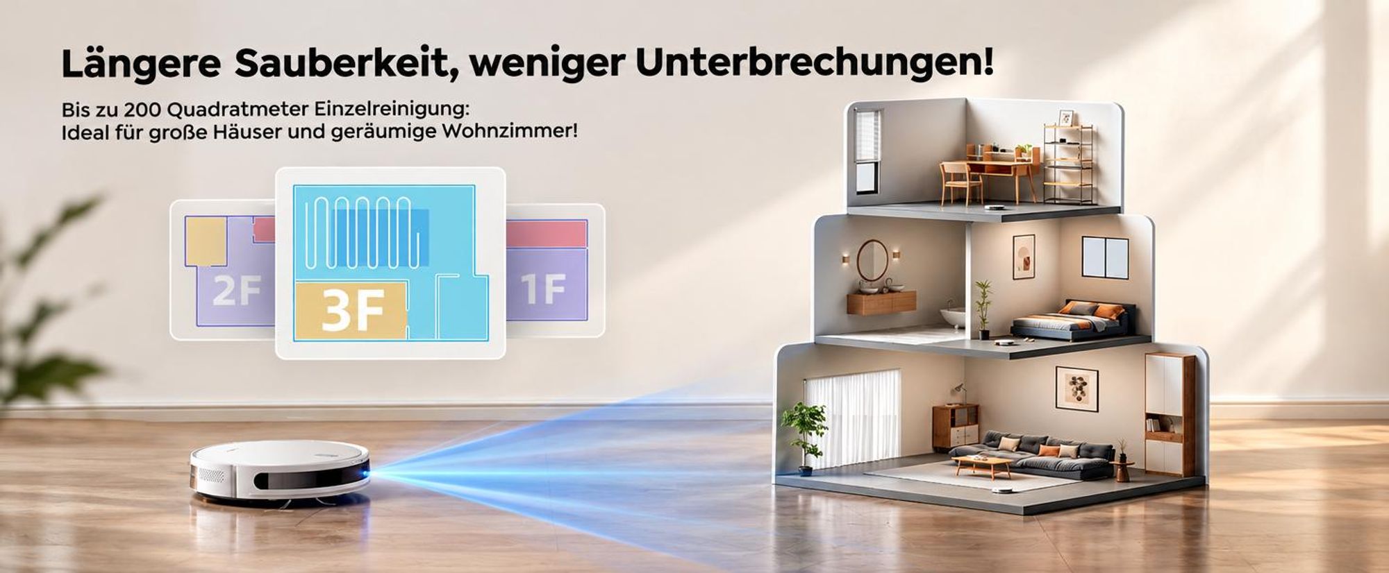 Laresar Staubsauger Roboter,12000Pa Transformative SOF LiDAR-Technologie,3-in-1-Roboterstaubsauger,APP/Alexa,Bis zu 150 Minuten