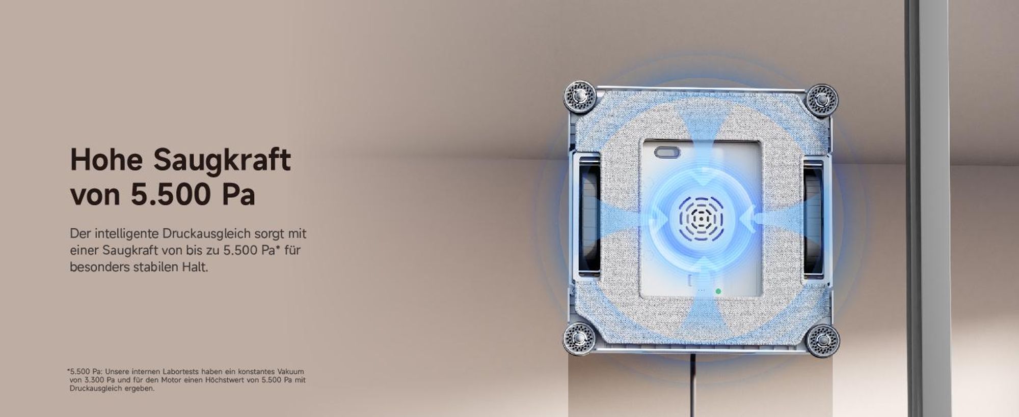 Dreame C1 Fensterputzroboter,5500Pa Saugkraft,Stabil und sicher,Nass- und Trockenreinigung,Dual-Spray,CornerClean,Intelligente Navigation,3h Laufzeit