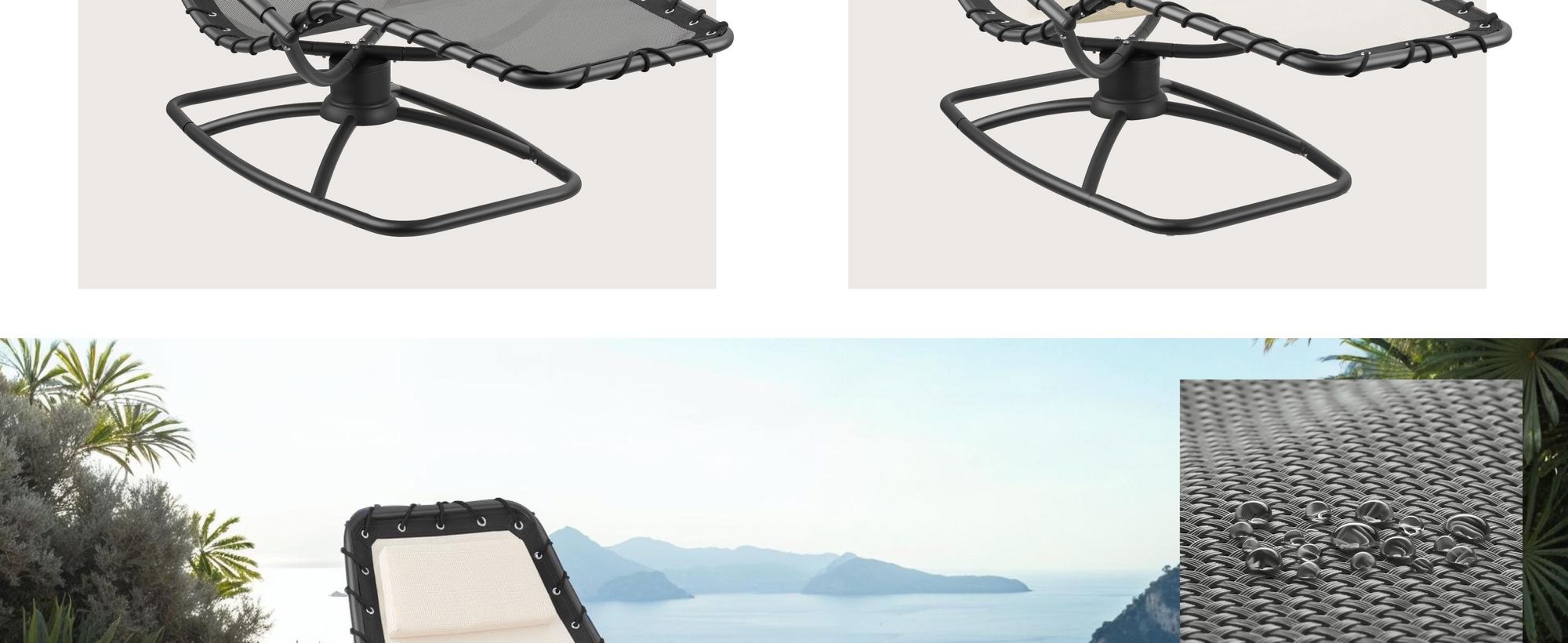 tectake® Gartenliege Toulon, ergonomisch, Schwingfunktion