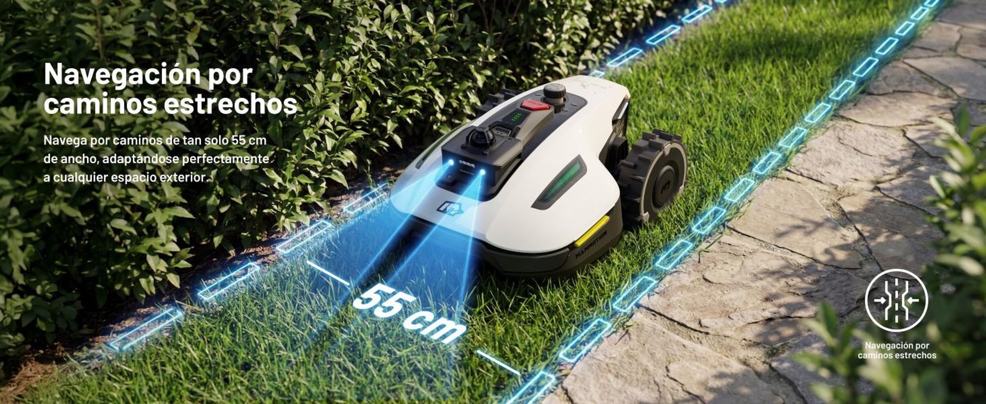 Cortacésped Robótico Mammotion YUKA Mini 2 1000 con garaje y soporte de lavado, sin cable, para 1000 m², DropMow, mapeo automático, corte de bordes