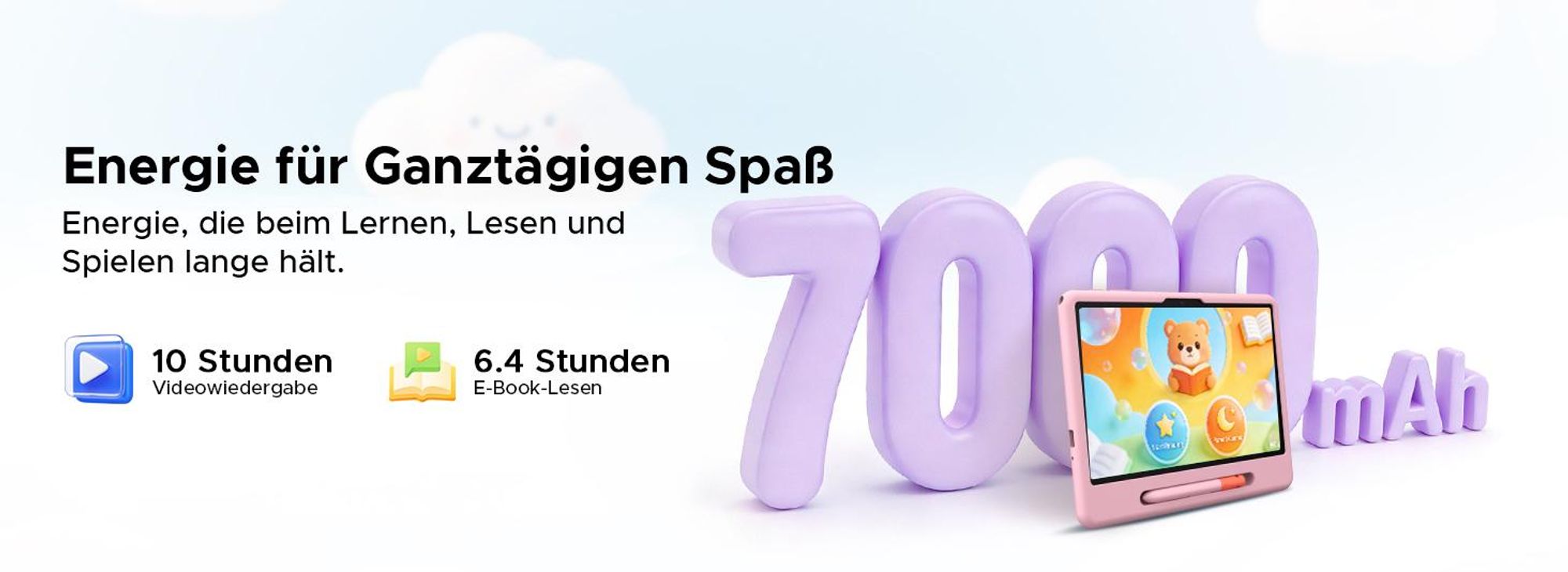 POCKAM P10 Kids 10.1" Tablet, Gemini AI, Android 16, 32(6+26)GB RAM+64GB ROM/TF 2TB, 7000mAh, WiFi Tablet für Kind mit Kindgerechte Hülle und Stift