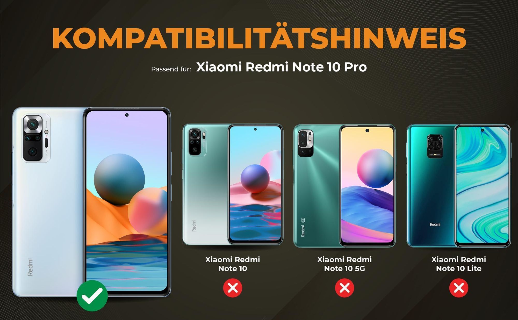 Kompatibilitätshinweise Hülle für Xiaomi Redmi Note 10 Pro