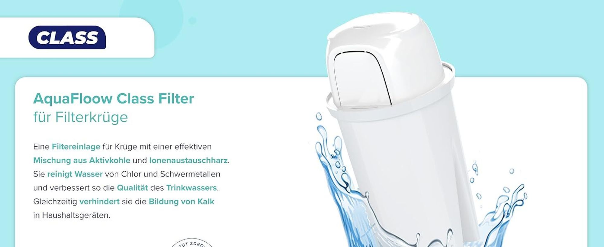 Aquafloow Wasserfilter Kartuschen für Wasserfilter Kanne, | Ersatz für Dafi Classic, Brita Classic 20 Stück