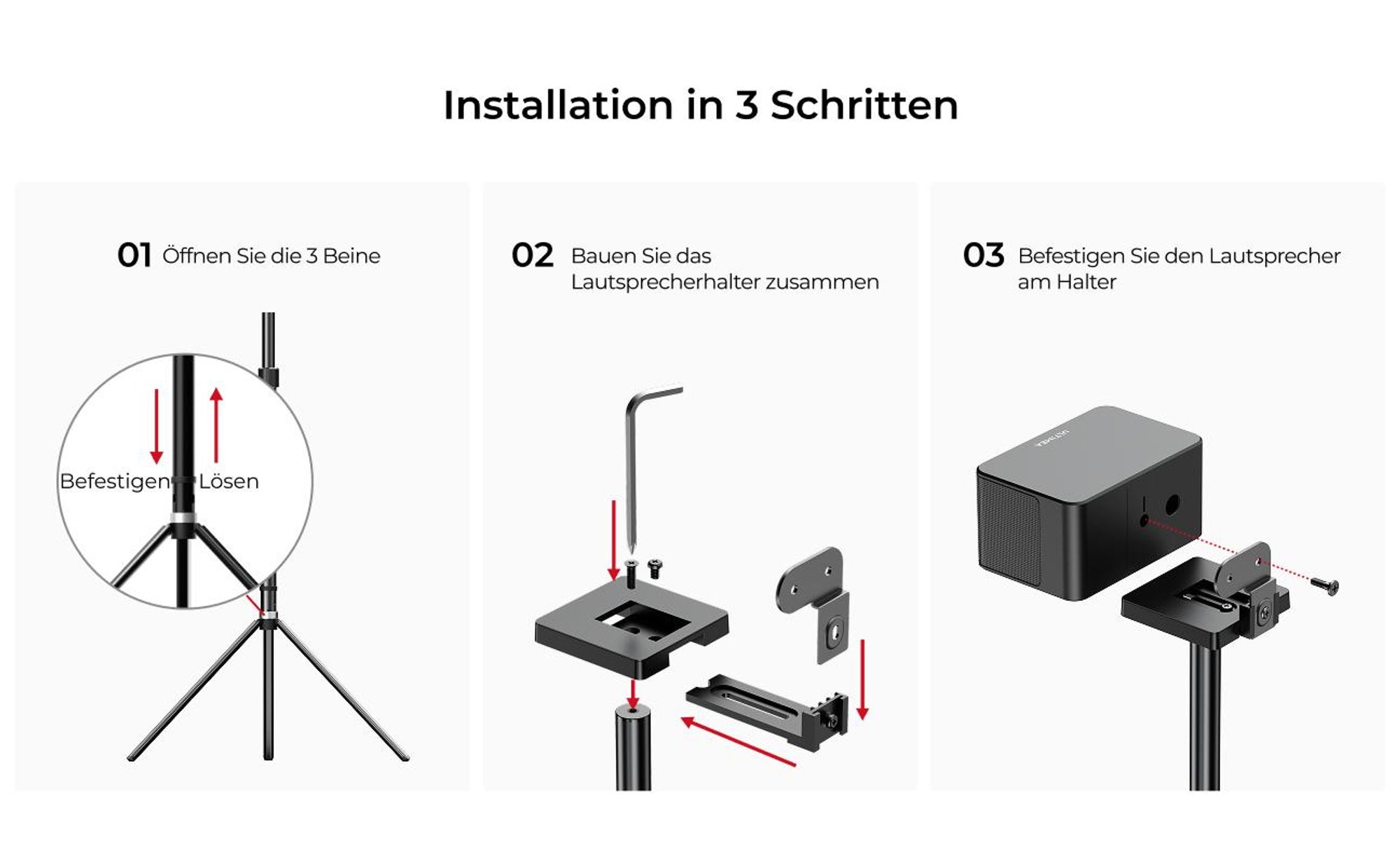 Ultimea Lautsprecherständer Steady 310 - 1 Paar Ständer für Poseidon und Skywave Serie Soundbar (bis 36,6 Zoll, Ausziehbar von 62 cm bis 93 cm