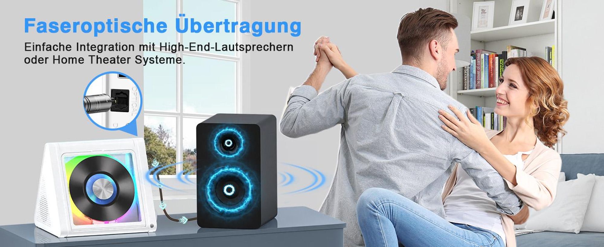 CD Player, Bluetooth CD-Player, FM Radio mit Stereoanlage und Bluetooth 5.3, USB, AUX, Fernbedienung, 2 * 10W-HiFi-Sound-Lautsprecher, RGB-Farbige