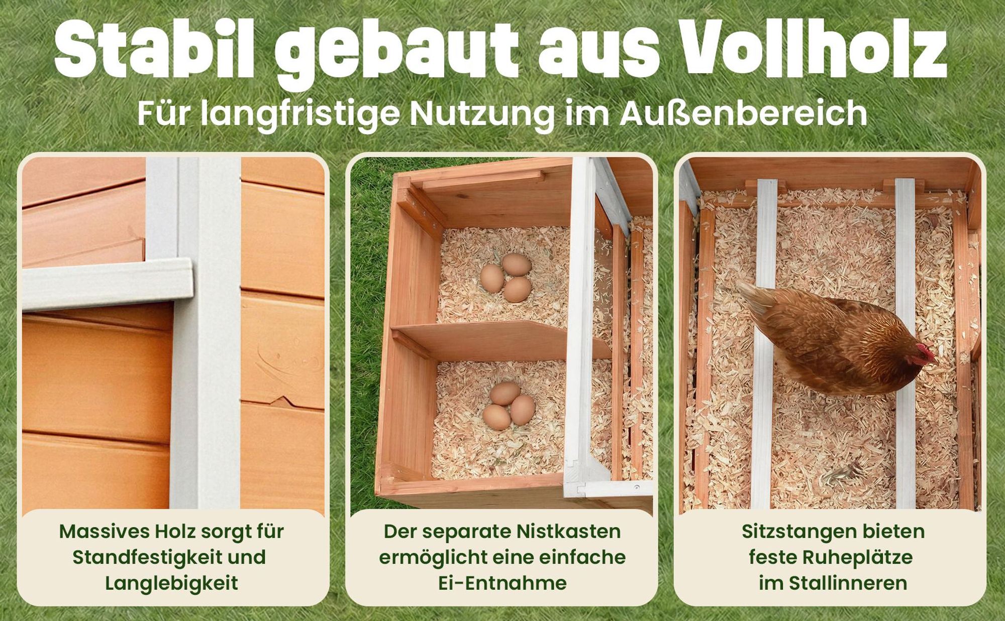Hühnerstall Hühnerhaus Hühnervoliere XXL zooprinz Ida | Wetterfest & Winterfest | 162 x 103 x 75 cm | Klappdach | Nistkasten