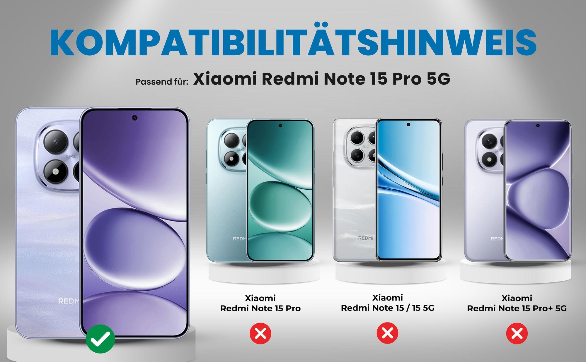 Kompatibilitätshinweise Hülle für Xiaomi Redmi Note 15 Pro 5G