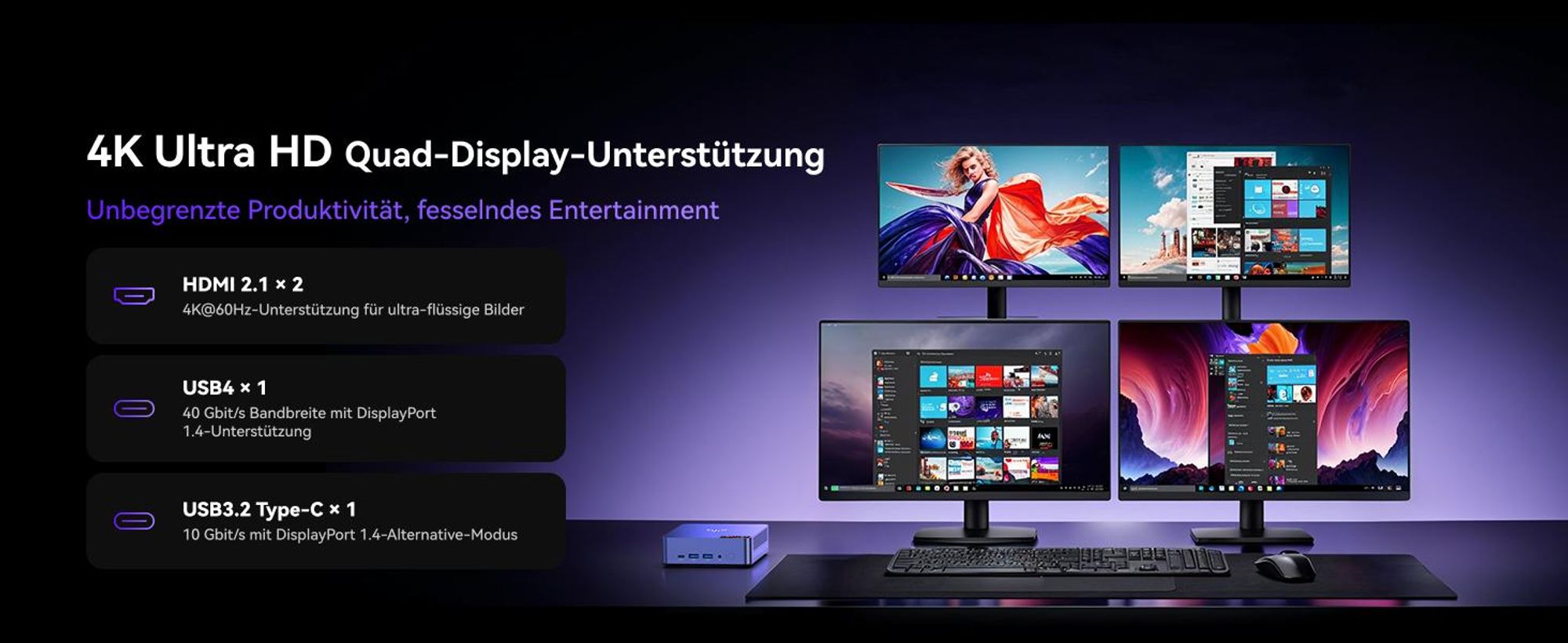NiPoGi AM21 Mini PC mit AMD Ryzen 7 8745HS 32GB DDR5 & 1TB SSD(max.96GB + 4TB), vorinstalliertem Windows 11 Pro | AMD Radeon 780M | 2X HDMI | WiFi 6