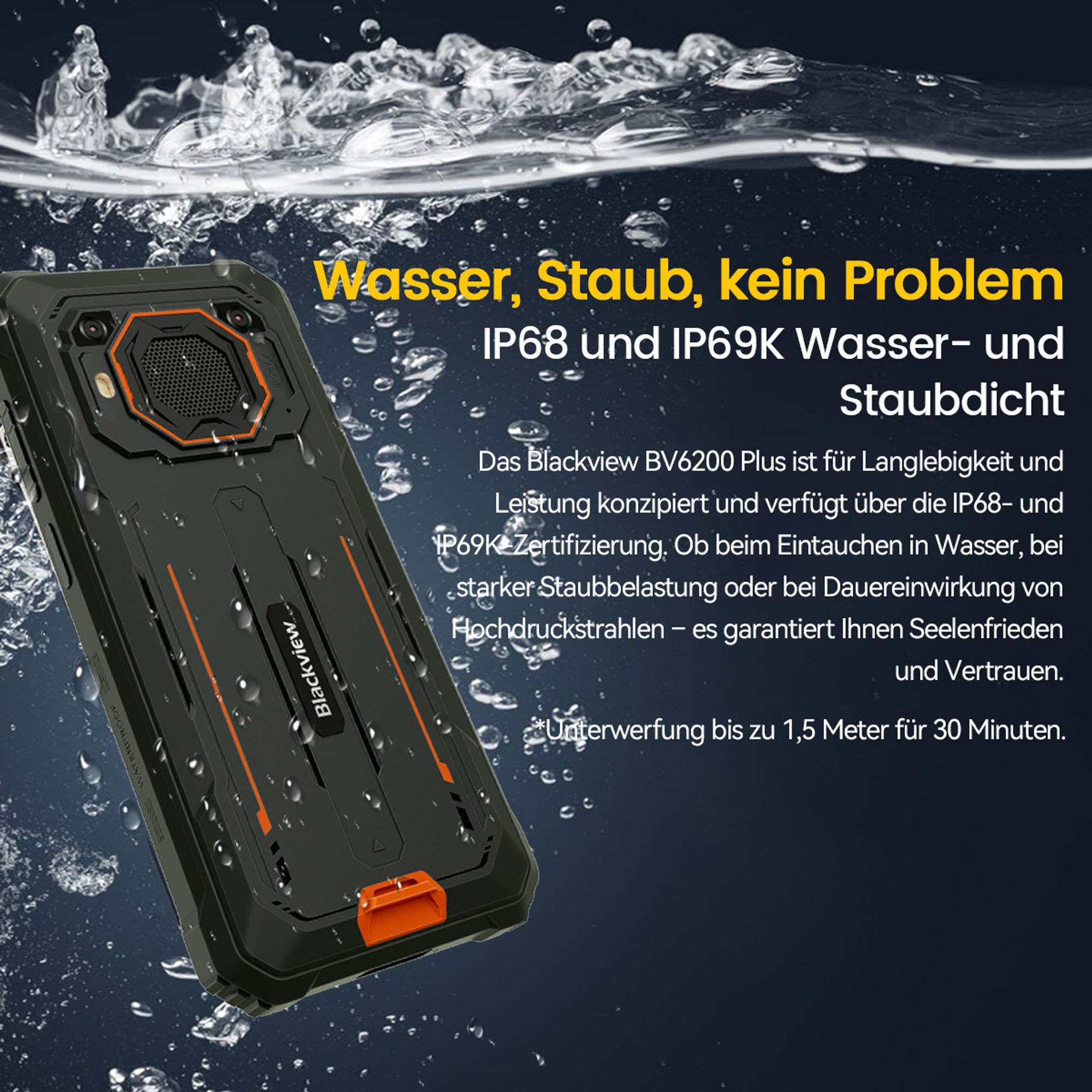 Blackview BV6200 Plus(2025) Outdoor Handy Ohne Vertrag, 11000mAh Akku Android 14 Outdoor smartphone, 24GB+256GB/2TB,98DB Lautsprecher, 6.56" 90Hz,IP69
