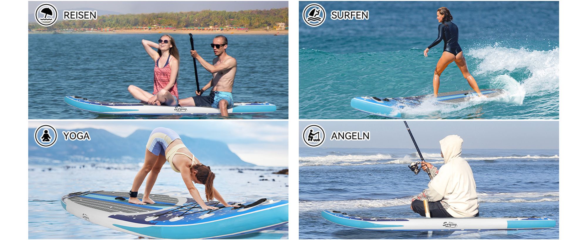 Puluomis SUP Board mit Sitz 335cm, Stand Up Paddle Boards Set, Paddling Paddelboard Surfbrett Aufblasbar, Pumpe Tragetasche, MB. bis 150Kg Blau