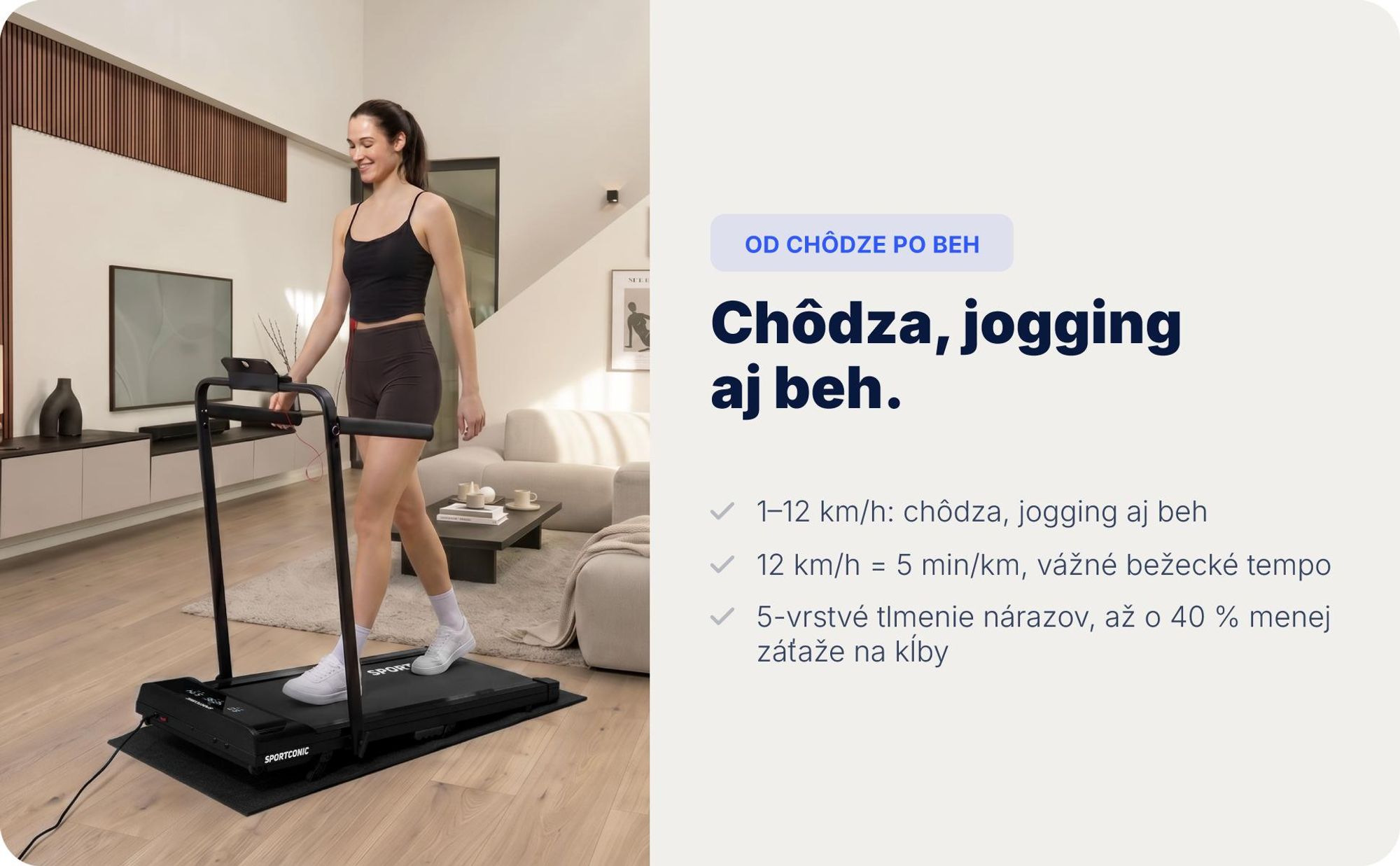 Sportconic Elektrický Bežecký Pás 12 km/h, Skladací Walking Pad Domov Kancelária, 9 % Sklon, LED Displej, Držiak na Tablet