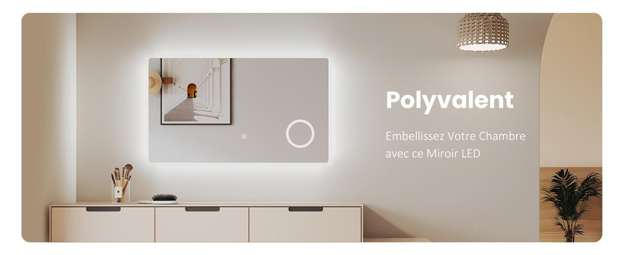 EMKE Miroir de salle de bain LED avec grossissement 3x Touchscalter Lumière blanche froide 120X60cm