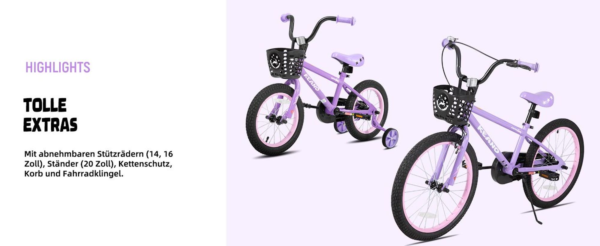 Joystar 16 Zoll-Kinderfahrrad für Jungen und Mädchen im Alter von 3 bis 8 Jahren, Kindergeschenk mit Stützrädern, Korb, geschlossenem Kettenschutz