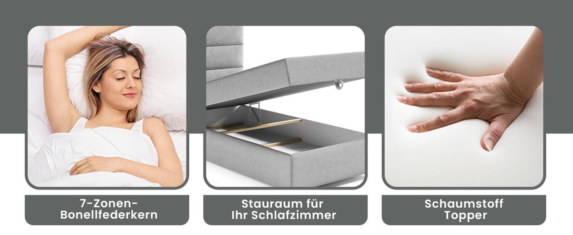 Boxspringbett mit Bettkasten Trinity K-4 SINGLE Bonellfederkern inkl. Topper, mit Lieferung 80x200-BEIGE