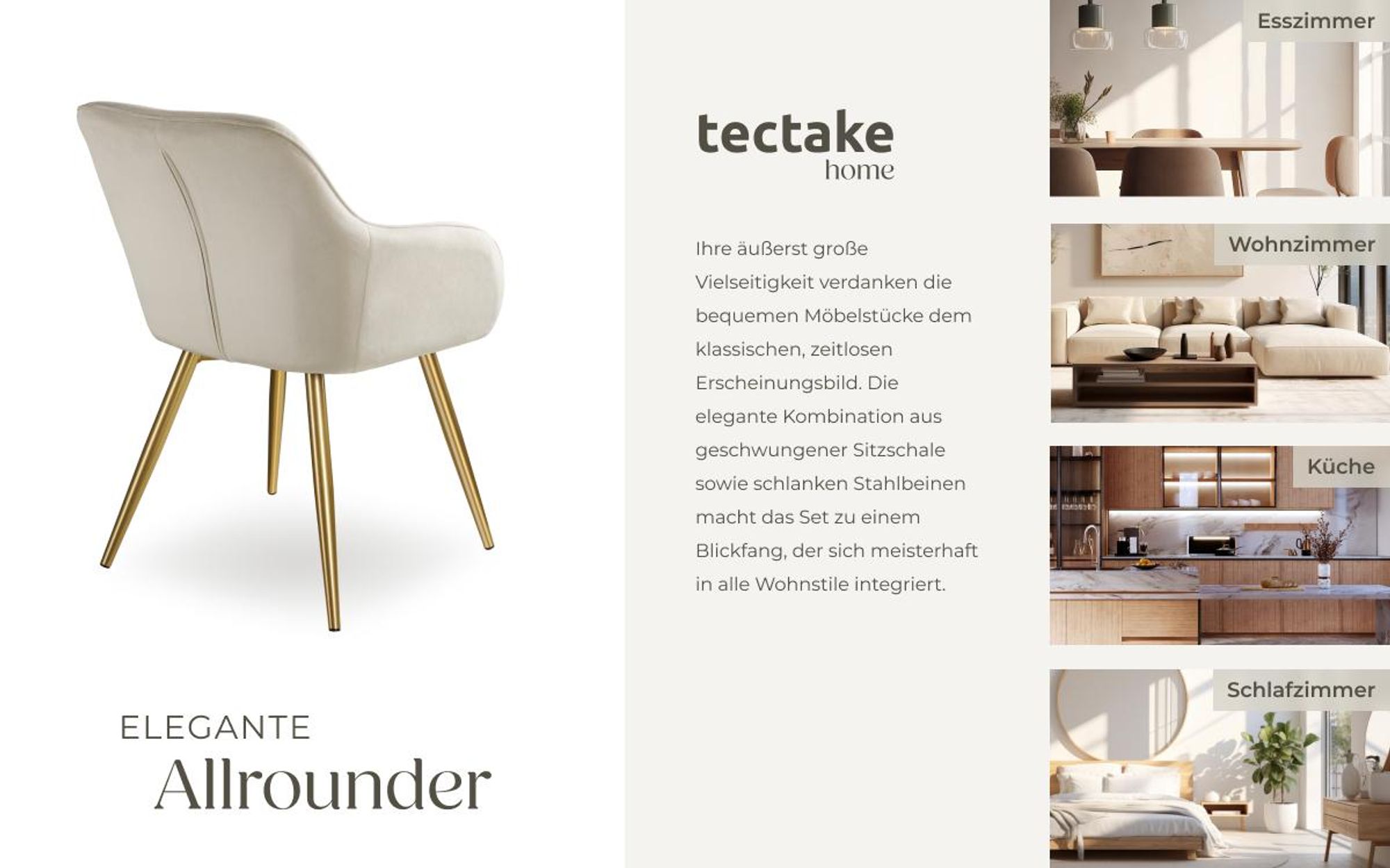 tectake® Esszimmerstuhl Marilyn gepolstert, in Samtoptik 58 x 62 x 82 cm