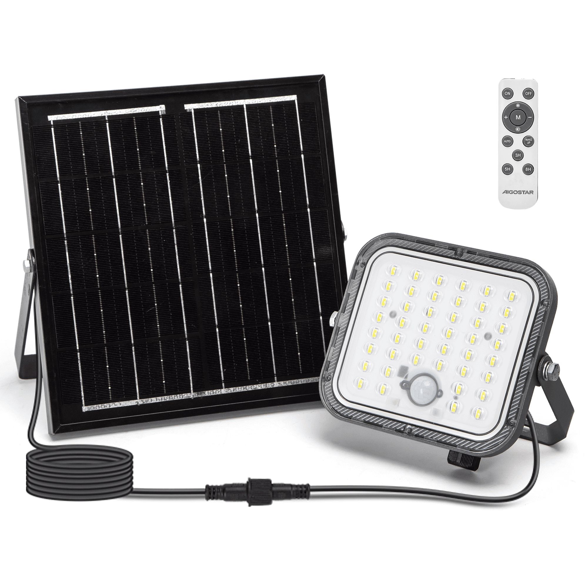 Aigostar Solarlampen für Außen mit Bewegungsmelder,Superheller,4000mAH,Großer Kapazitätsbatterie und Großem Solarpanel,IP66 Wasserdichte,6500K