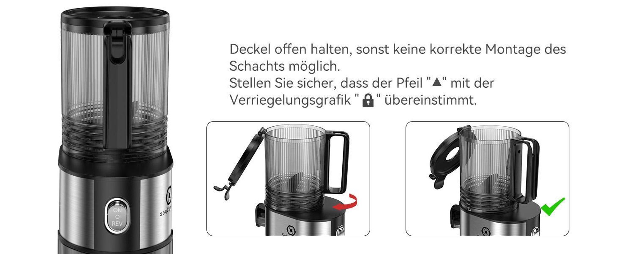 CelerySpec SJ-048-EU-SS Entsafter - Für Ganze Gemüse und Obst 250W Leistung 1.8L Kapazität Saftpresse lebensmittelechtes Material Edelstahl 130 mm Einfüllöffnung Rücklauffunktion - Silber