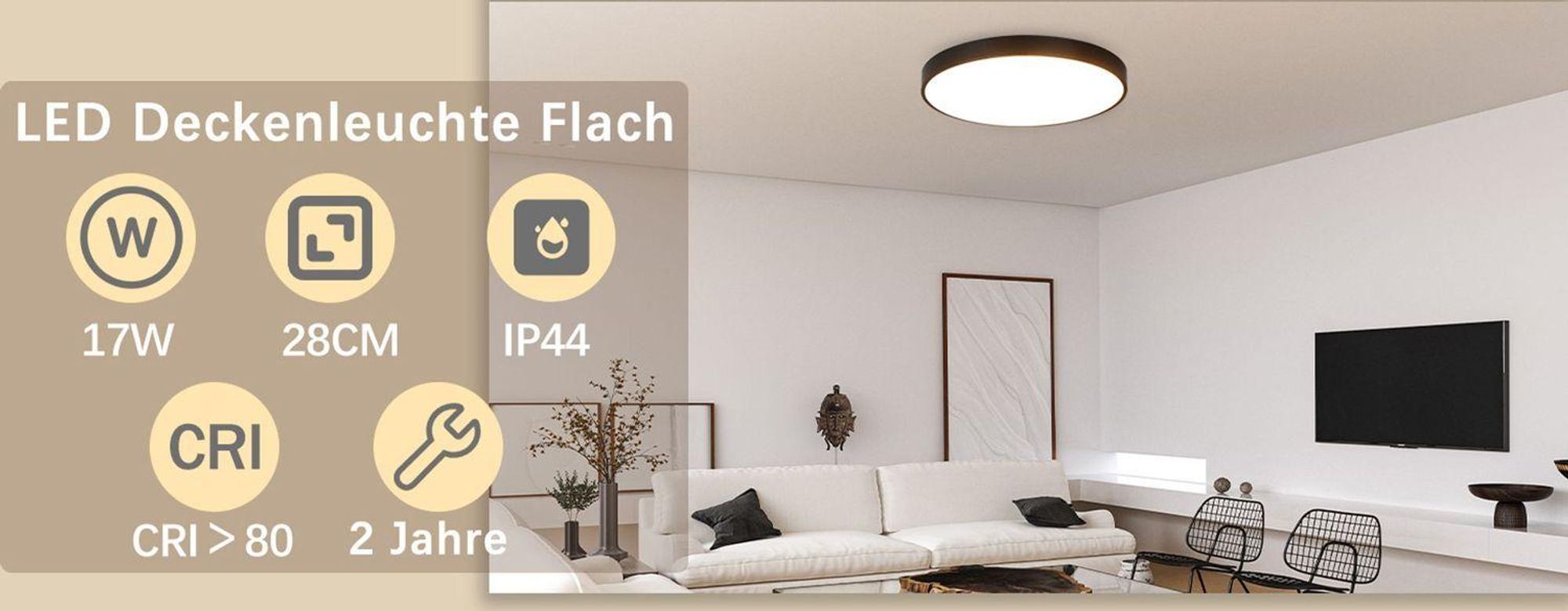 ZMH LED lampa sufitowa czarna lampa sufitowa 17W płaska IP44 okrągła nowoczesna lampa do przedpokoju do kuchni salonu